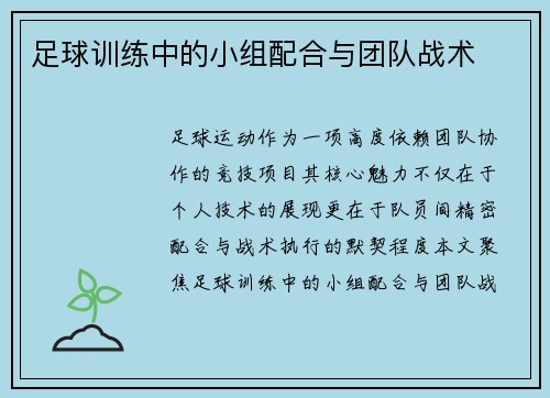 足球训练中的小组配合与团队战术